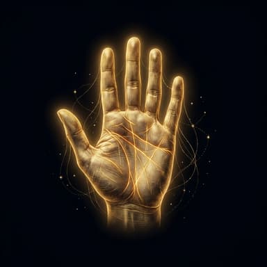 Free hand reading - mystical palm with golden lines